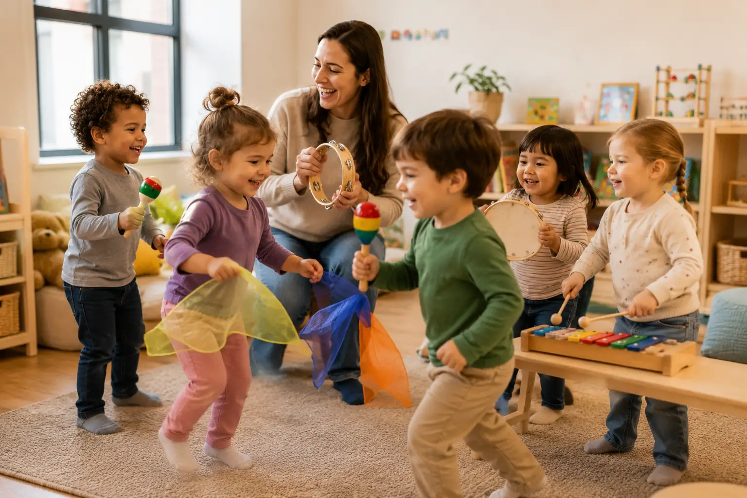 Child enjoying a creative daycare activity