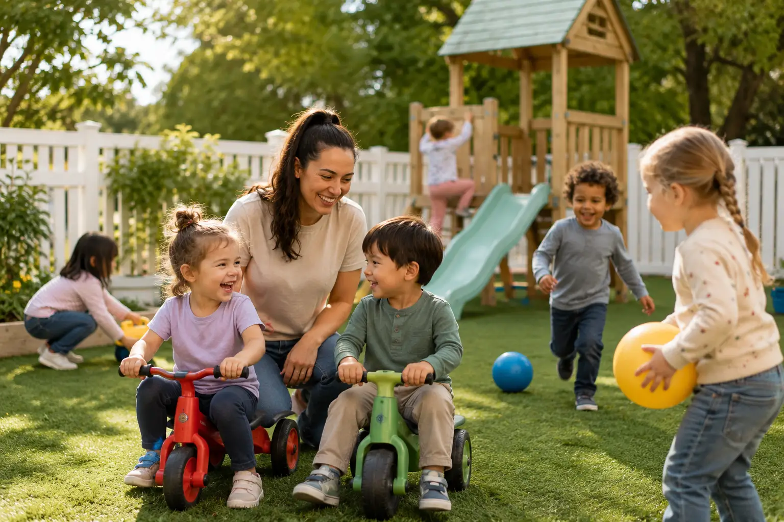 Children playing outside at a playground